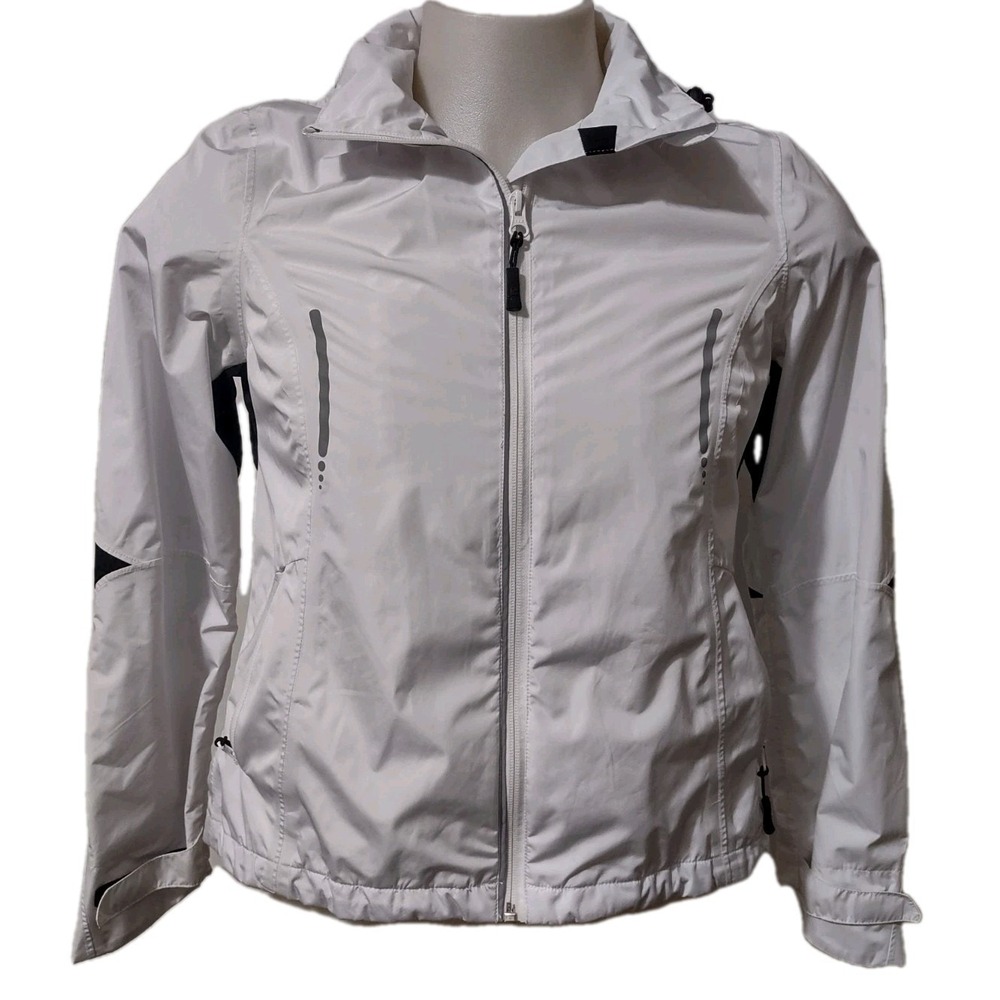Windbreaker Jacket Nivo White Black Small Womens Gorp Core Athleisure Hooded Zip